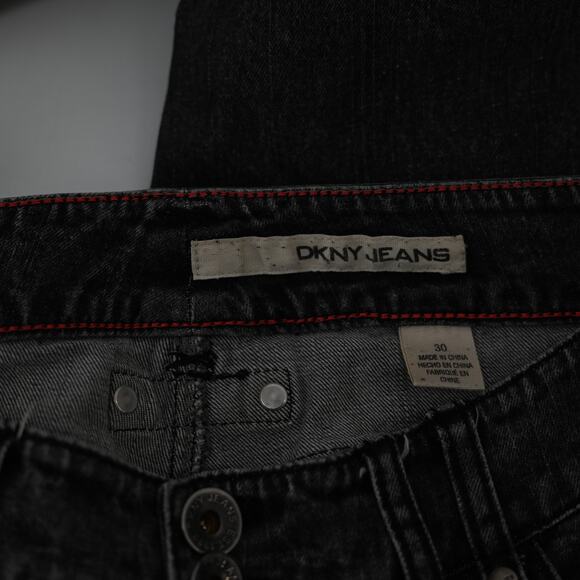 DKNY Skinny Jeans Y2K Style Zipper Faded Black Women Size 30 - Picture 3 of 15